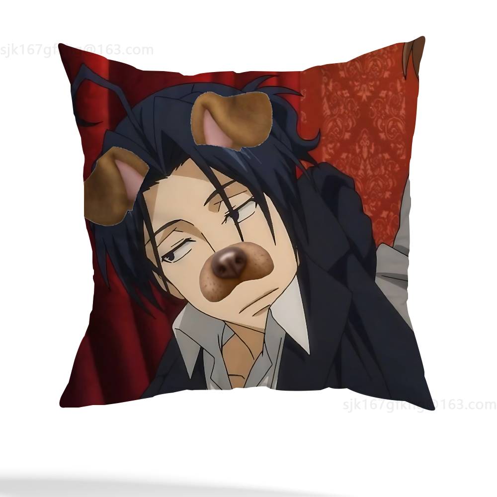 Anime M-Moriarty The Patriot Pillow Case Square Double-Sided Printing Short Plush Sofa Cushion Cover Bedroom Bedside Pillow