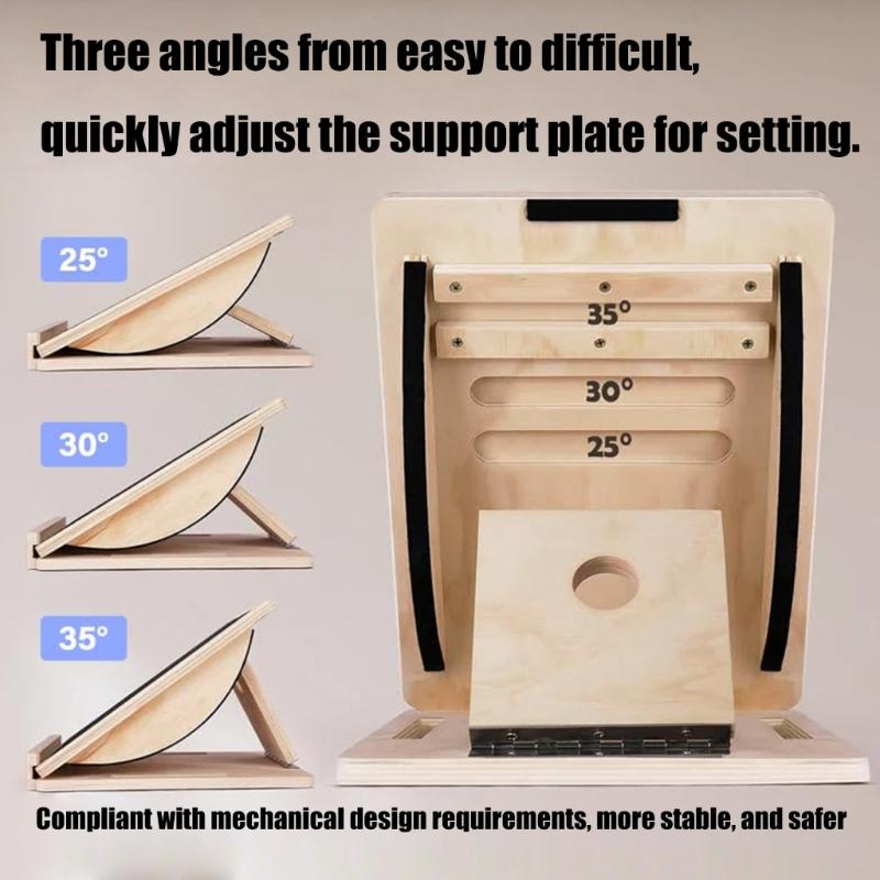 Regulable Wood Balance Board with 4 Level Folding Wood Incline Board for Leg Muscle Strengthening
