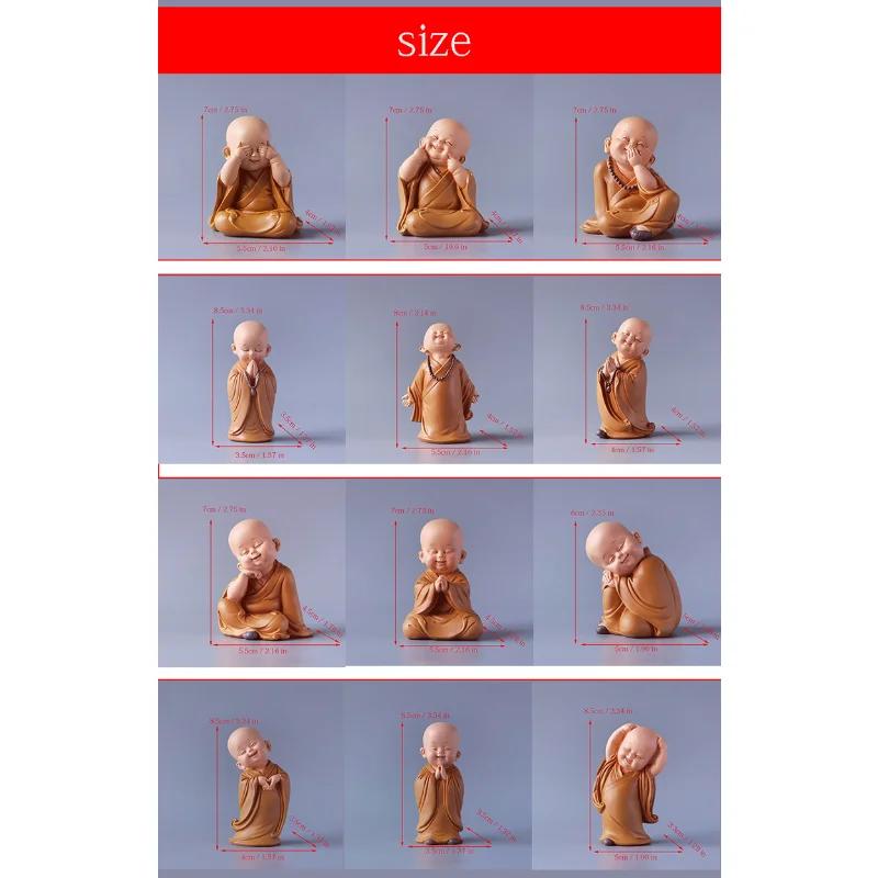 Resin Cute Little Monk Mini Statue Modern Handmade Sculpture Cute Home Living Room Desktop Figurines Children's Gifts Special