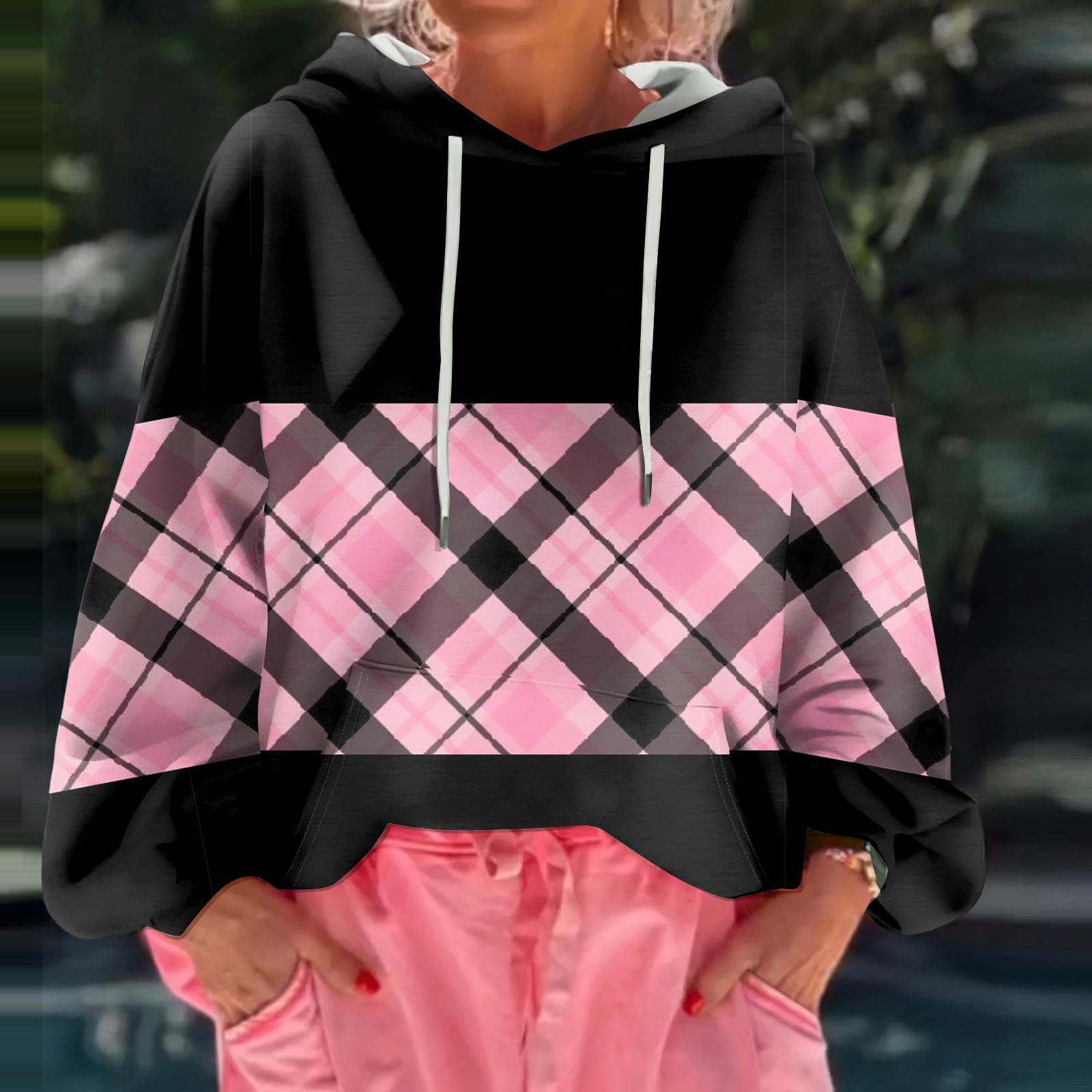 

Женский худи свободного кроя с цветочным принтом и длинными рукавами L розовый