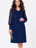 Elegant Silver-Pink Mesh Patchwork Long-Sleeve Dress