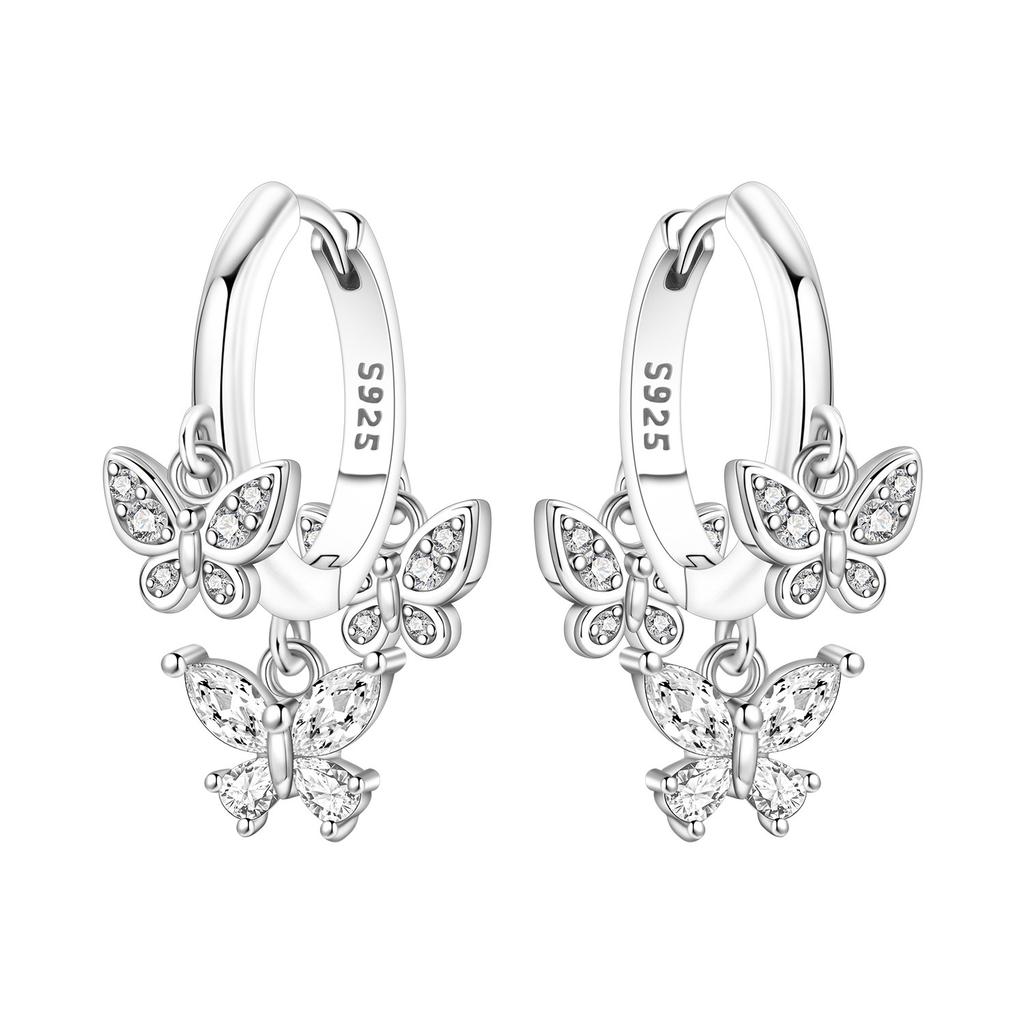 Orstarry 925 Sterling Silver 18k Golden Butterfly Insect Drop Earrings Women Earrings Birthday Party Jewelry Fine Original Gifts