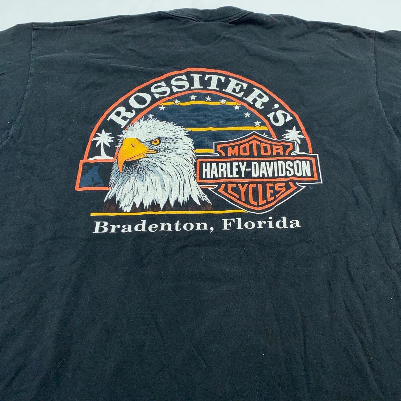 vintage 90s HARLEY DAVIDSON MOTORCYCLE BRADENTON FLORIDA T-Shirt XL eagle biker 3XL