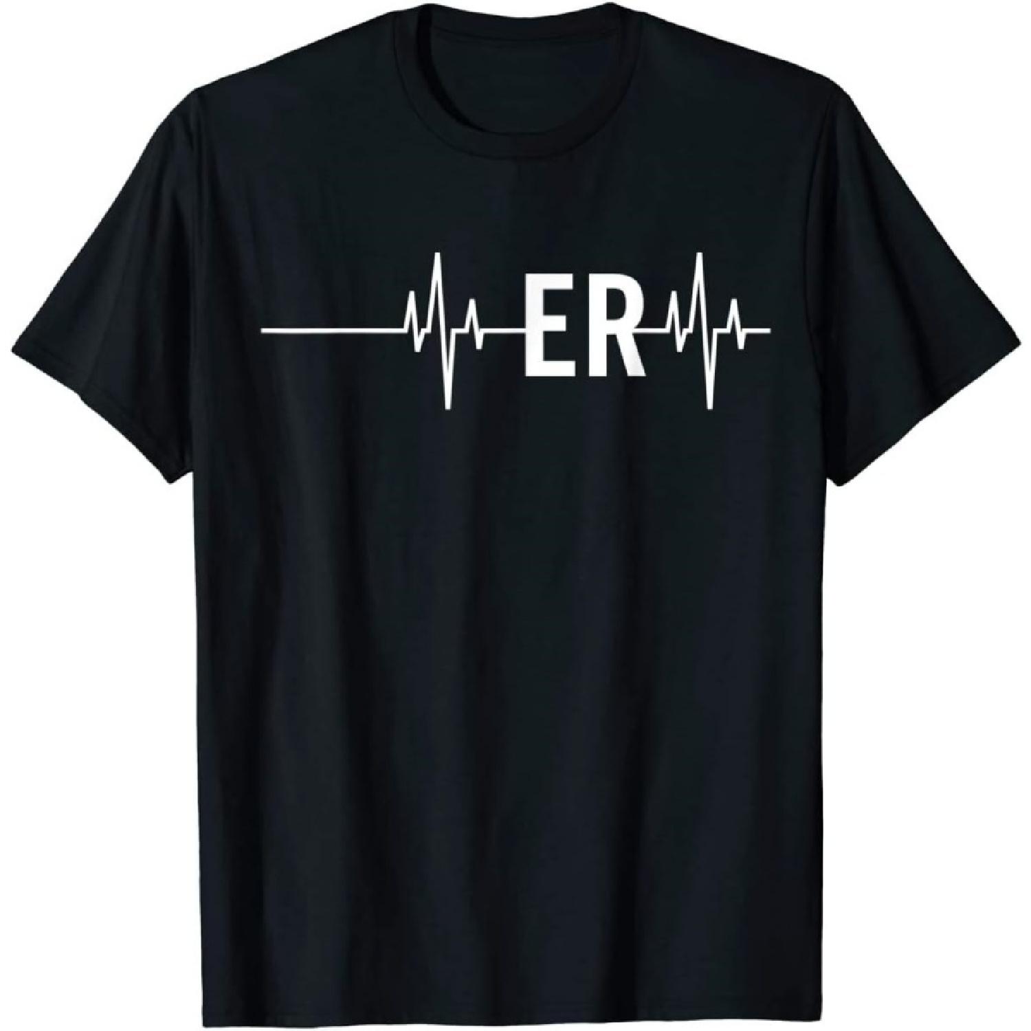 

Emergency Medicine Physician Nurse Gift ER Heartbeat Unisex T-Shirt Men Women for her him mom Daughter XXXXXL