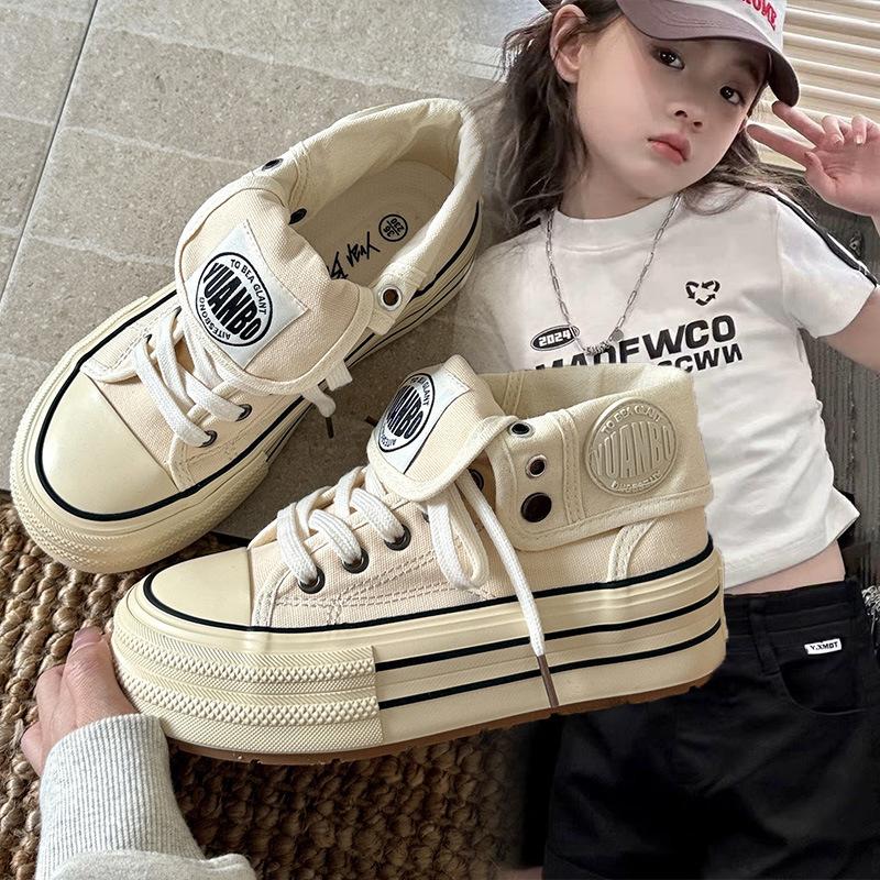 Children's trendy brand canvas shoes spring new boys' shoes girls' little white shoes baby board shoes soft-soled student shoes