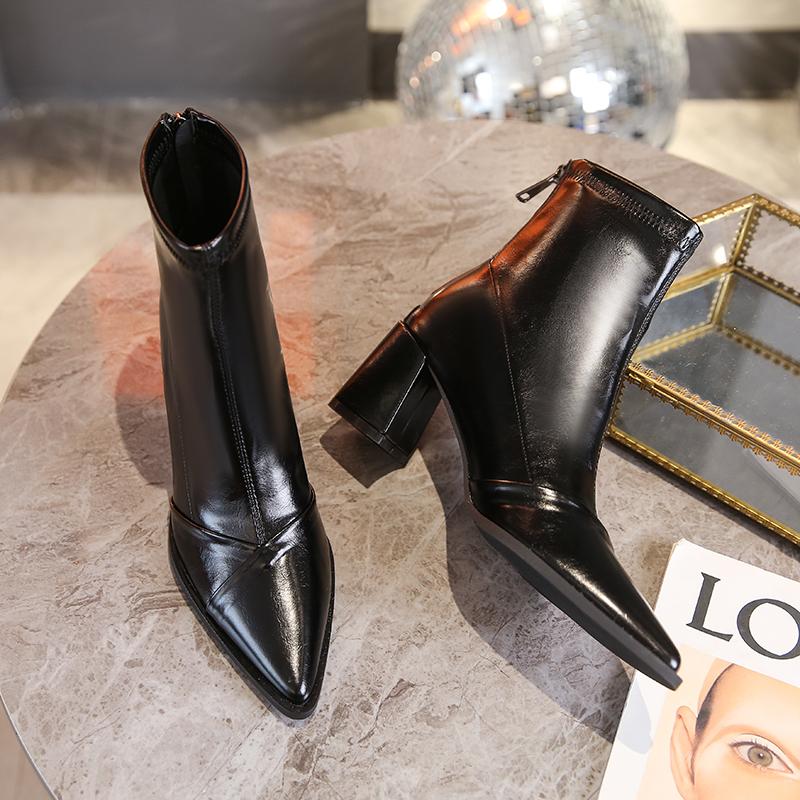 Fashion Women's Shoes   High Quality Zip Women's Boots Fashion Solid Office and Career Sexy Pointed Toe Ankle Boots Chaussure Femme