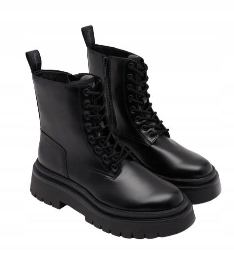 Pepe Jeans Queen Bass Damskie Buty Czarne Botki Sznurowane 39 Awe