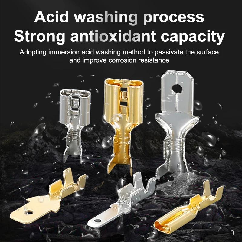 Złącza płaskie 2,8 mm 4,8 mm 6,3 mm, Złącza szybkozłączki męskie i żeńskie, Zestaw asortymentowy w pudełku z osłoną PVC