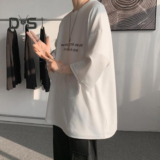Strečové letní tričko tenké populární muž letní Letter Print Top