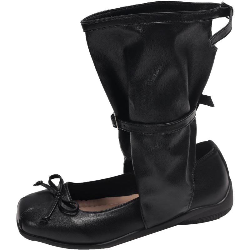 Yueyu Bow Ballet Shoes Women's 2025 Summer New Cool Boots Design Sense Hollow Short Boots Stacking Boots