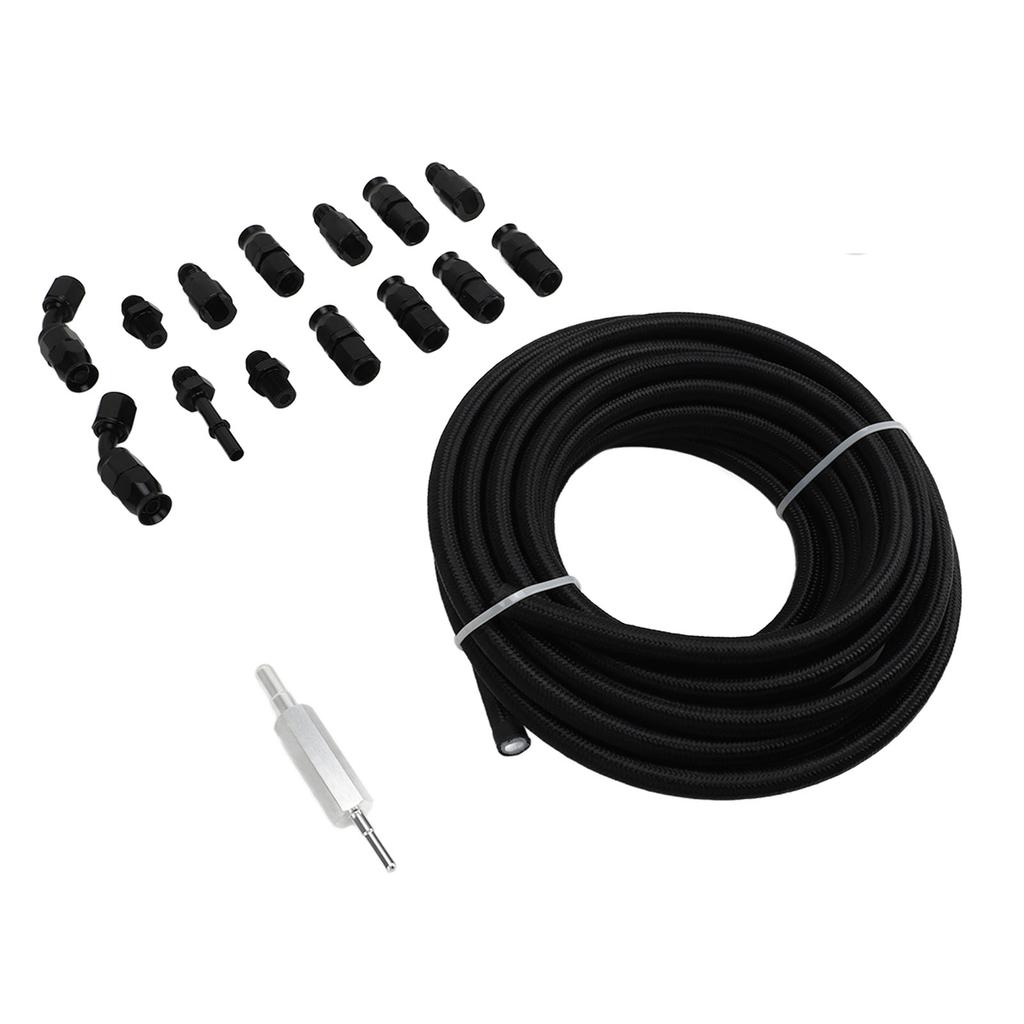 6AN 3 8in Fuel Line Fitting Kit Flexible PTFE Nylon Oil Gas Fitting Hose Fit For LS Swap EFI System
