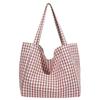 Plaid Canvas Bag, New Tote Bag, Casual Large-capacity Shoulder Bag, Fashionable Underarm Bag.