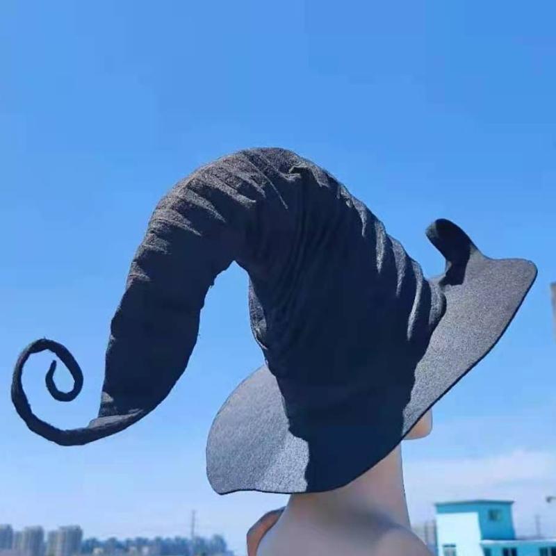 Mode Großer geraffter Halloween Hexenhut Schräger Hexenhut Beliebte kreative Hexenrequisiten Geschenke für Halloween Party Fav