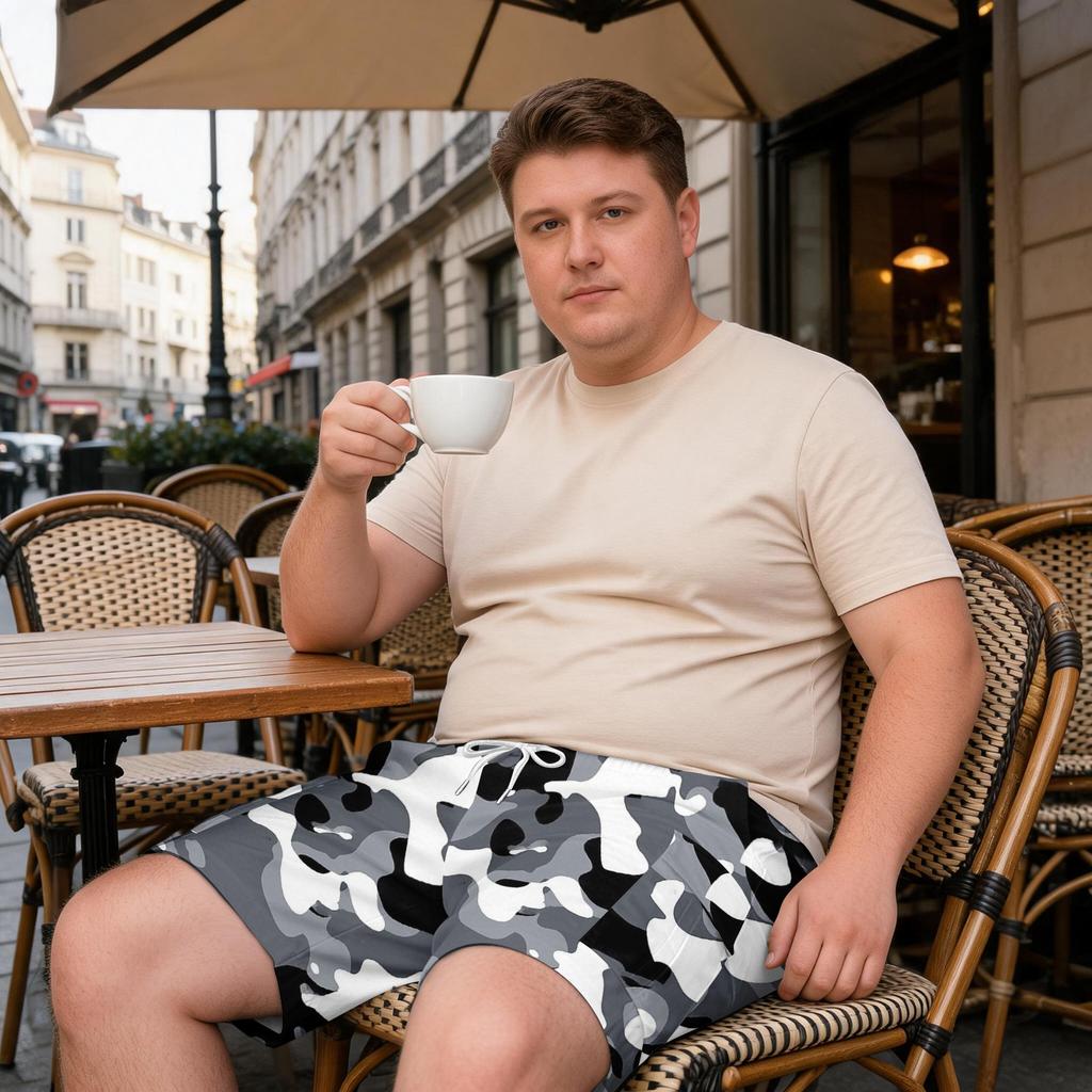 Men’s Plus Size Camouflage Cargo Shorts with Drawstring Waist Lightweight Relaxed Fit Multi Pocket Summer Beachwear