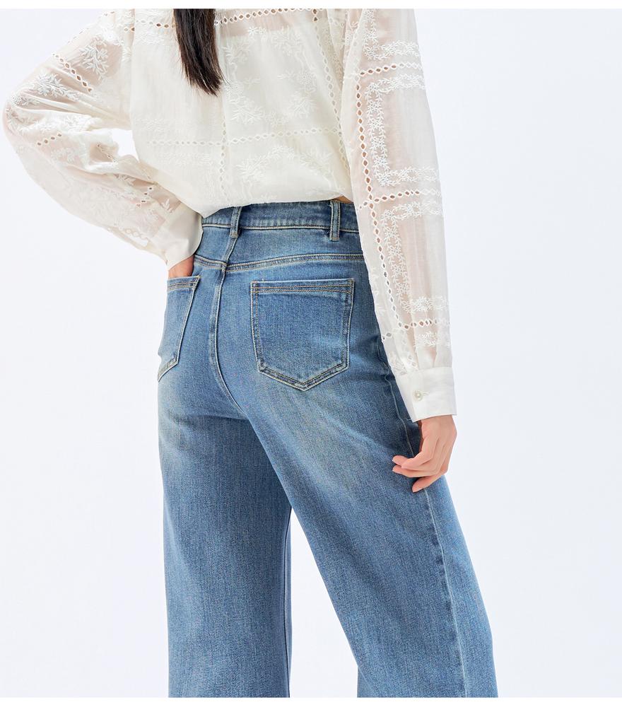 Fashionable wide edge straight leg jeans, slimming and versatile, wide leg pants, micro flared pants