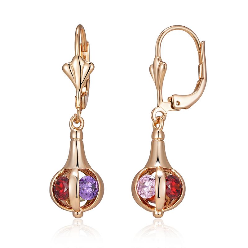 Kinel Multi Color Zircon Long Dangle Earrings For Women Luxury Rose Gold Color Bride Wedding Jewelry