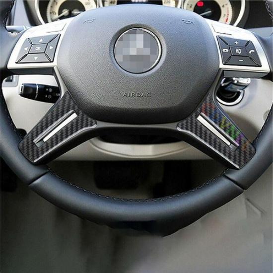 2Pcs Carbon Fiber Steering Wheel Lower Cover Trim For Mercedes-Benz C Class W204