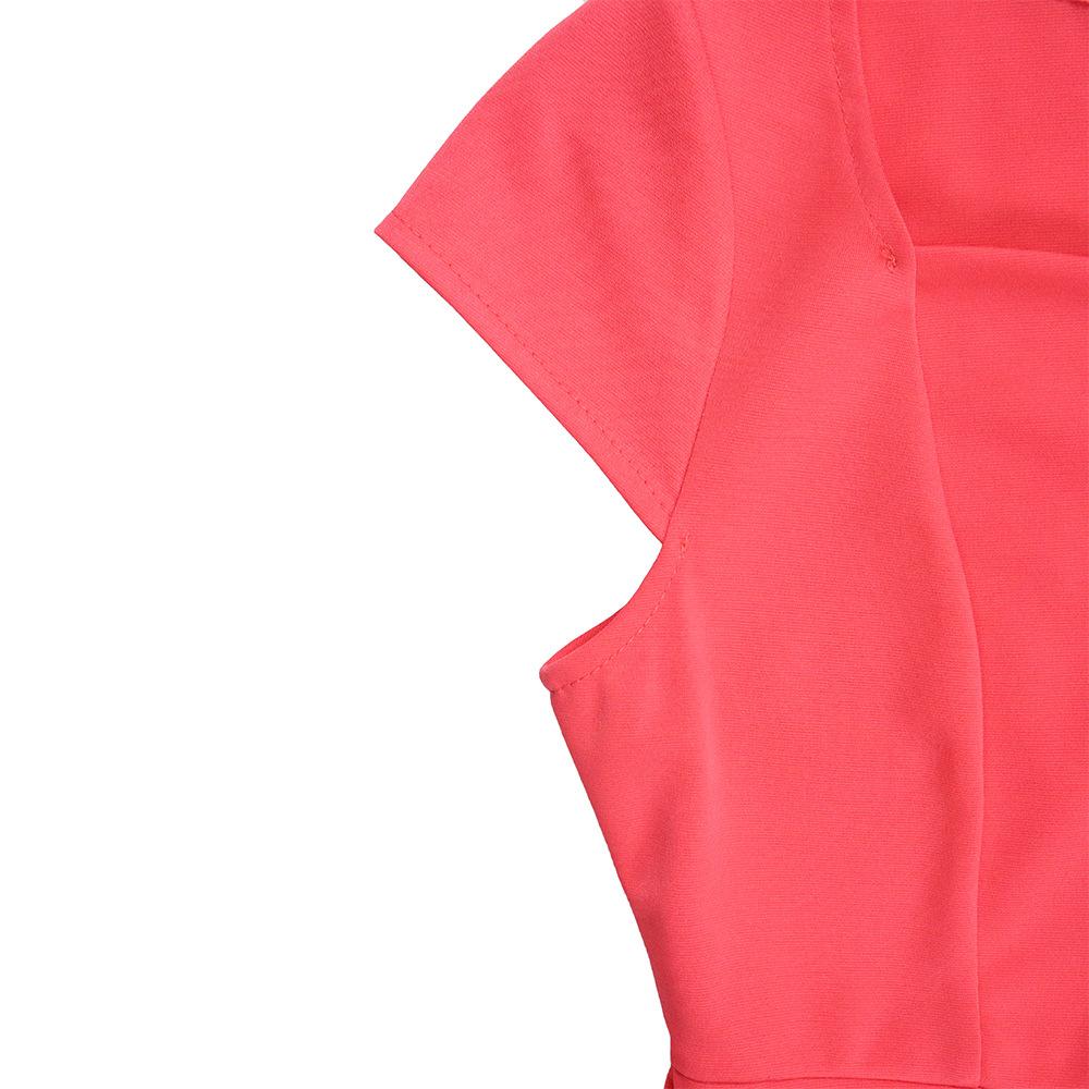 JKASHDK Dámská móda Léto Jaro Jednobarevný potisk Neformální šaty s krátkým rukávem a vysokým pasem