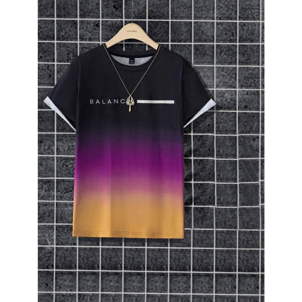 Summer Fashion Men' Letter Gradient Graphics Print Tshirt Short Sleeved T-Shirt For Men Harajuku Tee Tops  O-Neck Casual T-shirt