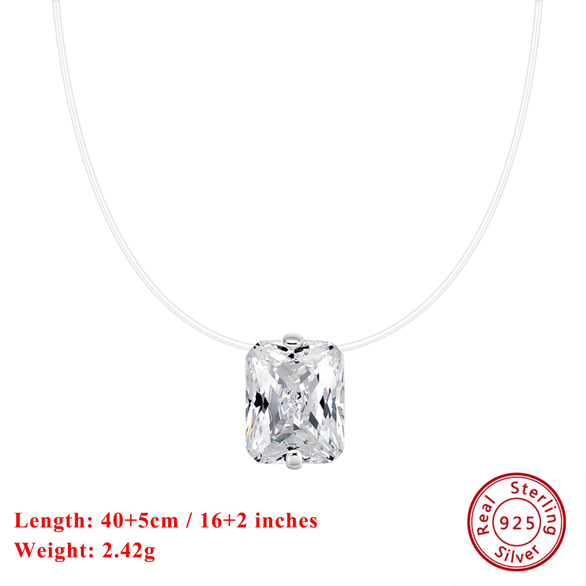 

EFFIE QUEEN 925 Sterling Silver Necklace with Square-Cut Zirconia Pendant Timeless Jewelry Gift for Women Casual Wearing LZN34 срібний