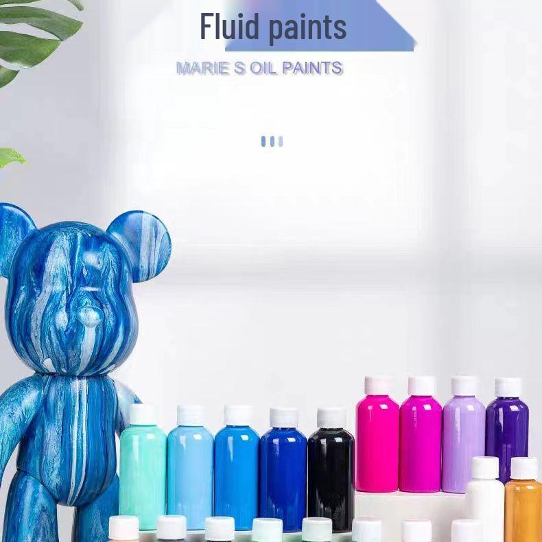 DIY Acrylic Bear Art Fluid Paint Set for Creative Highlights