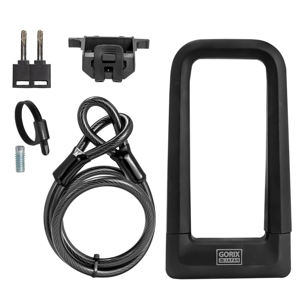 GORIX U-Lock, Bicycle Wire Lock with Key, High Strength and Durability, Anti-Theft Lock for Road Bikes, Cross Bikes, and Electric Bikes (GL-ULOCK)