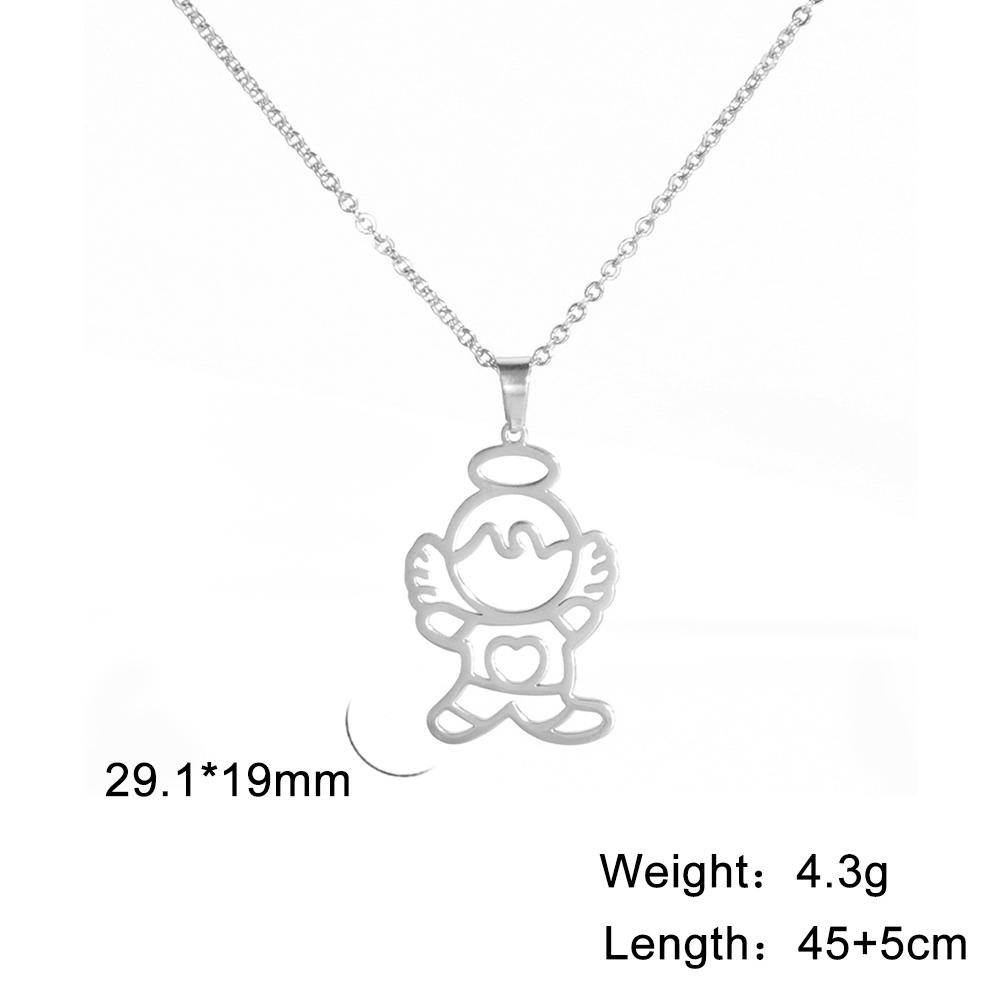 Cazador Angel Pendant Necklace for Women Christian Amulet Neck Chain Angel Baby Stainless Steel Jewelry Birthday Gifts New