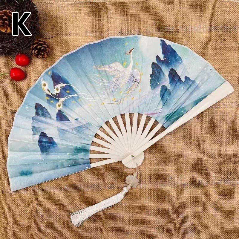 

1 шт. 8-дюймовий складний шовковий вінтажний китайський японський ручний віяло пластиковий шовковий віяло для танців з китицею мистецтво ремесло подарунок домашній декор