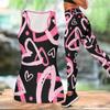 Heart Shaped Pattern Print Yoga Outfit for Women Fashion Workout Leggings Fitness Sports Casual Yoga Set Sports Suit Valentine's Day Exclusive