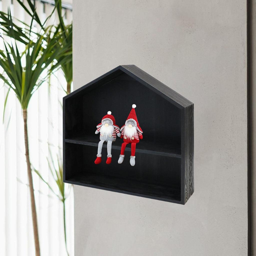 Shadow Box Display Shelf Figure Holder 2 Layer Accessories Rustic Multifunctional Wall Storage Rack