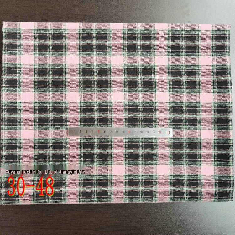 Spot Color-Woven Plaid Jacquard Fabric for Children's Autumn/Winter Brushed Polyester-Cotton Shirts