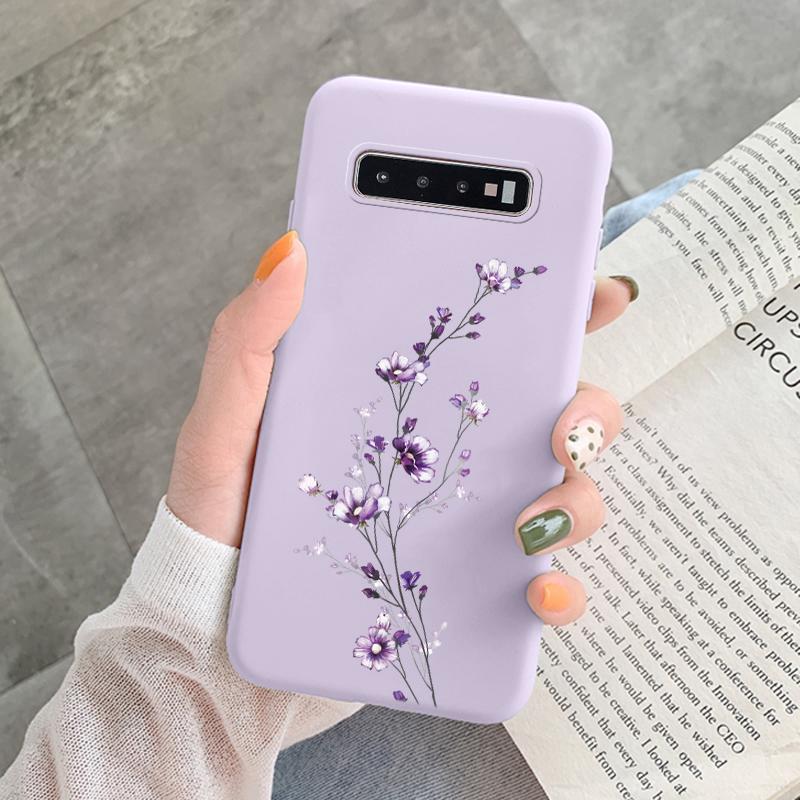 Coque Pour Samsung Galaxy S10 Plus S 10 S10E Housse Fleur Feuille Cœur Silicone Souple Fundas Pour Samsung S10 S10e Coque Mode Coquille