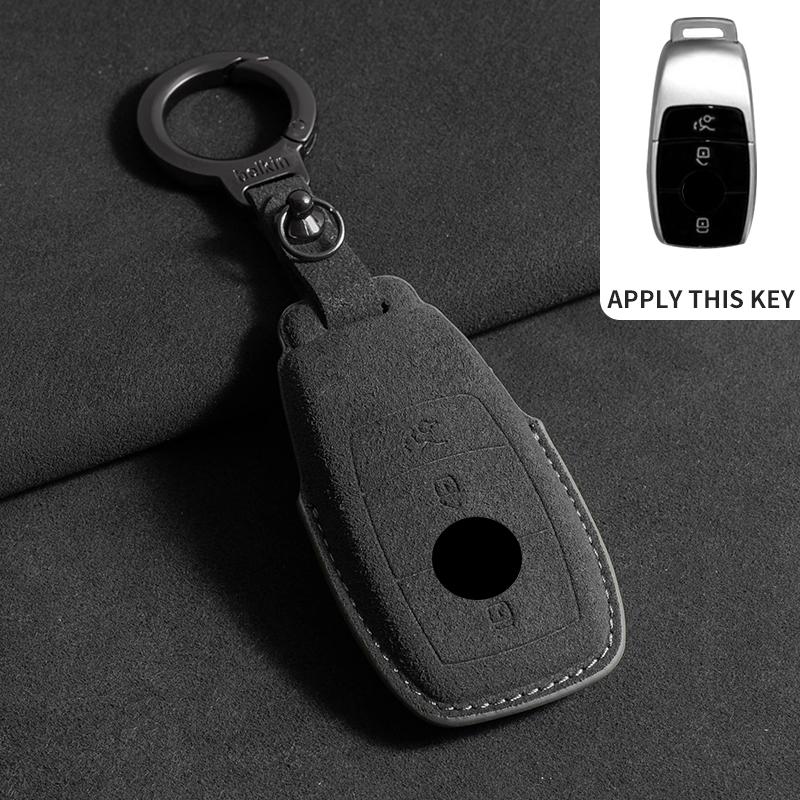 Suede Car Key Case Cover Shell for Mercedes Benz A C E S G Class W177 W205 W213 W222 X167 Amg Glc Cle Cla Glb Gls Car Key Bag