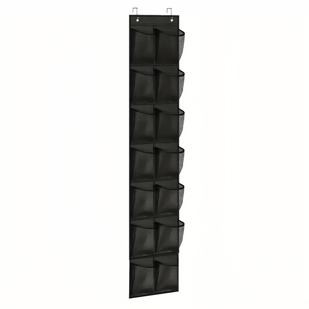 

14Pockets Over the Door Shoe Organizer Large Mesh Pockets With 2 Hooks Transparent Fabric Shoe Rack Storage Bag For Bedroom 11-15 Cells чёрный