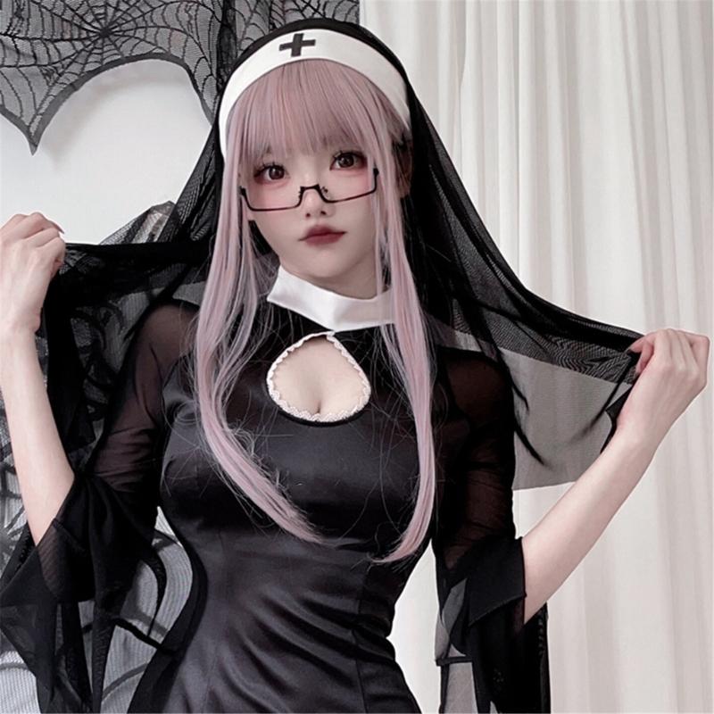 Nun Hats for Women Adult Halloween Costume Accessory Lightweight Nun Headpiece Nun Headband Caps Nun Habits Hat