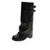Retro belt buckle trouser boots women's new autumn thick heel pleated stack tall knight boots slim boots