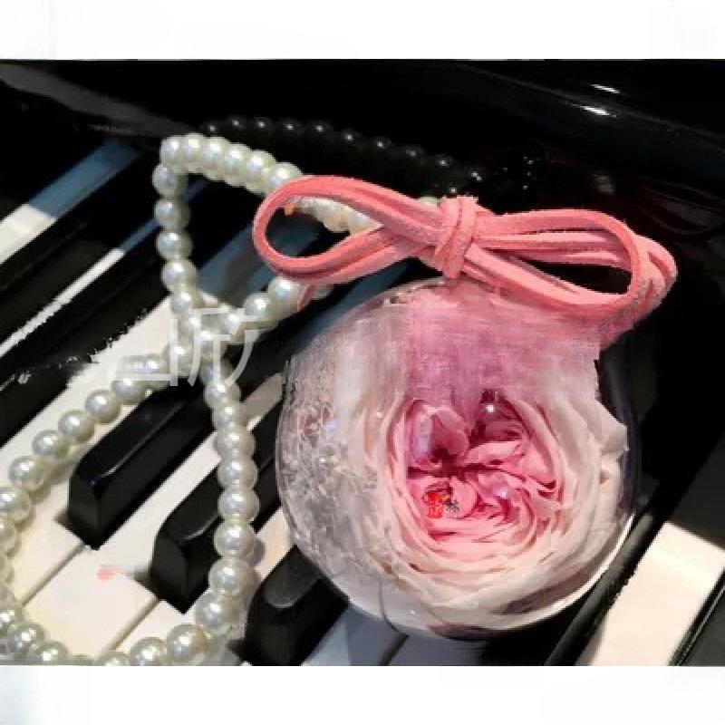 DIY Preserved Flower Keychain & Car Pendant Set with Acrylic Ball & Pearl Chain