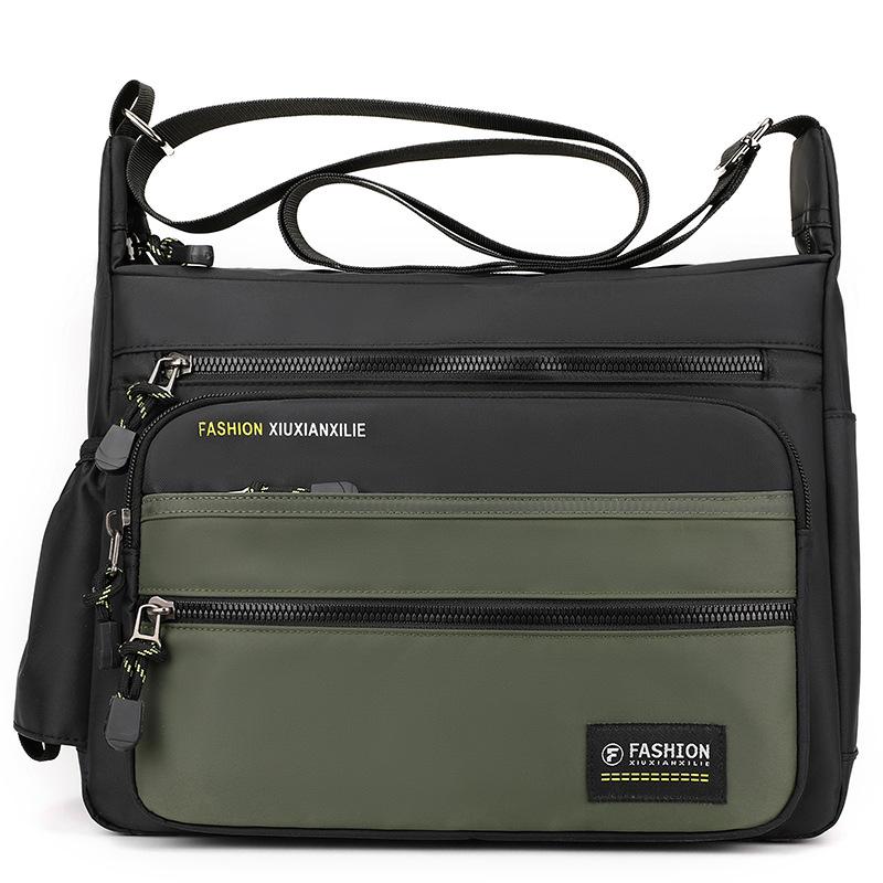 

Мужская сумка через плечо из ткани Оксфорд в корейском стиле - Большая вместимость, Пятислойная застежка-молния, Рюкзак через плечо зелёный