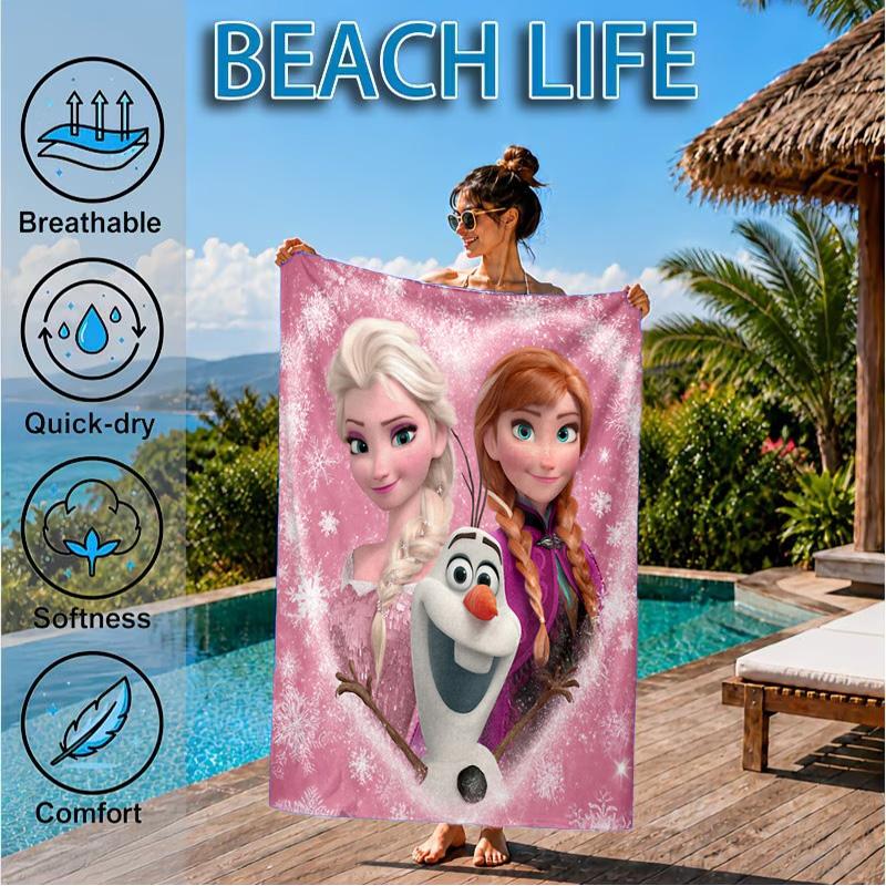 Ice Queen Artwork Printed Microfiber Beach Towel, Soft And Absorbent, Quick-Dry, Ideal for Summer Travel, Beach Essential, Swimming Pool
