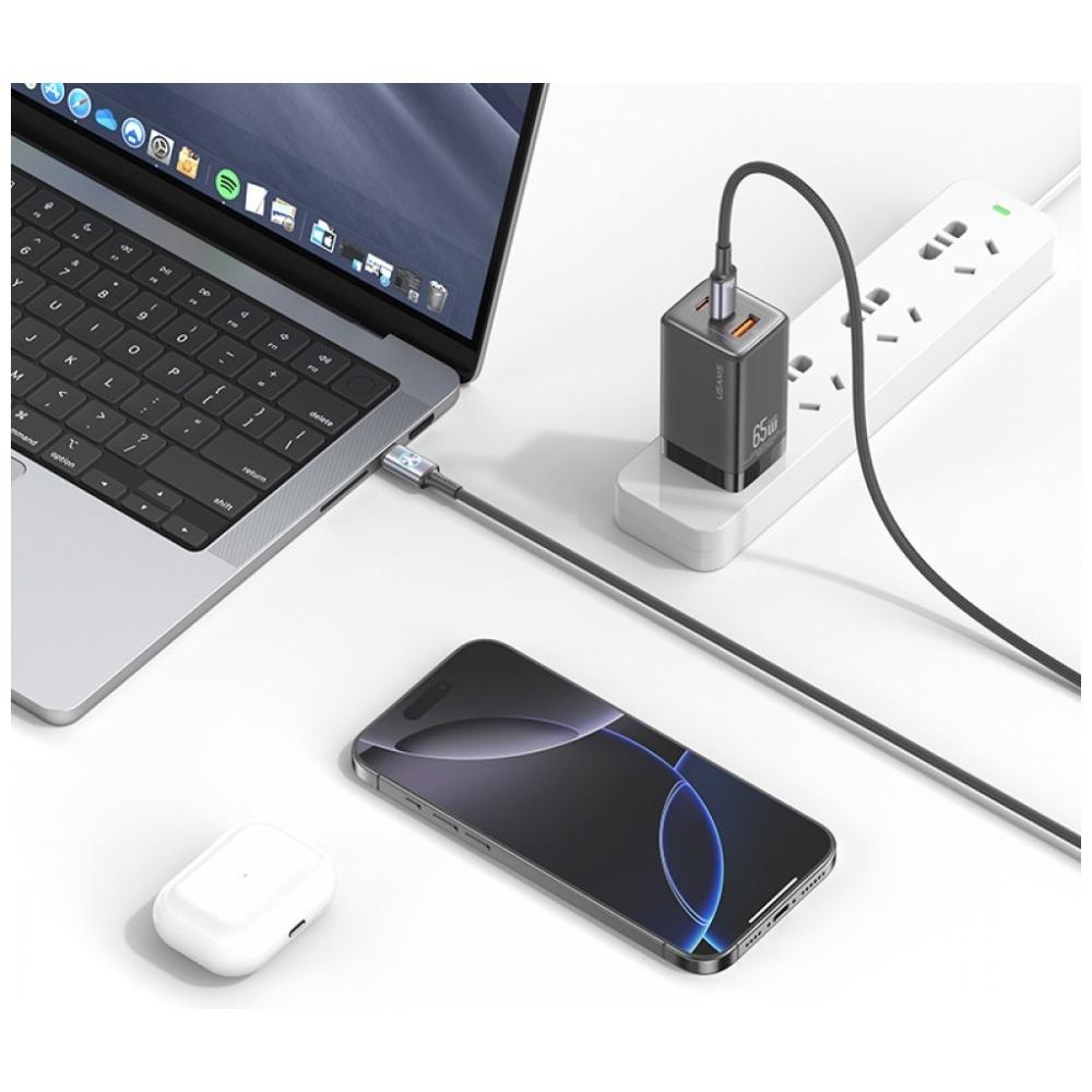 Kabel USB-C do USB-C USAMS 1,2m Szybkie ładowanie 60W Srebrny