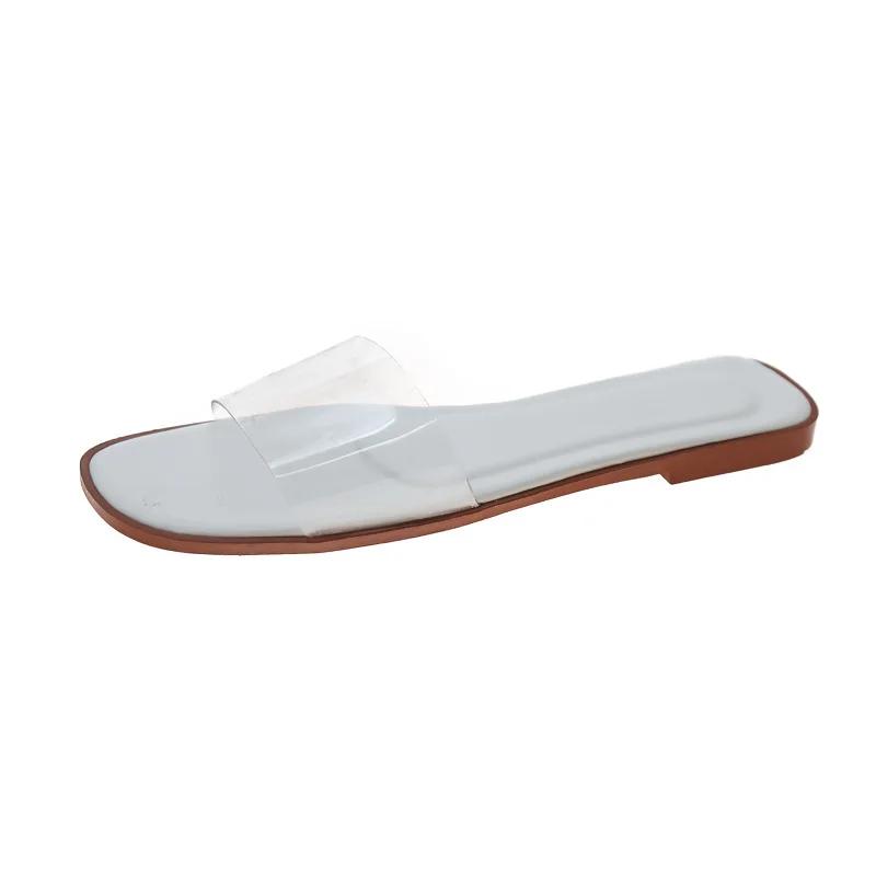 Fashion New Slippers for Women Outer Wear Summer New Fashion Solid Color Casual Flat-bottom Lazy Sandals Flip Flop Shoes Transparent
