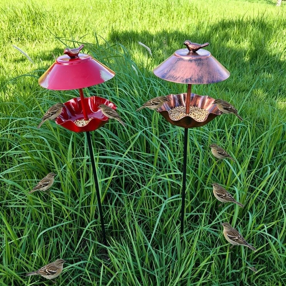 Wavy Curved Petal Bird Feeding Station Large Capacity Garden Bird Basin Garden Ornament