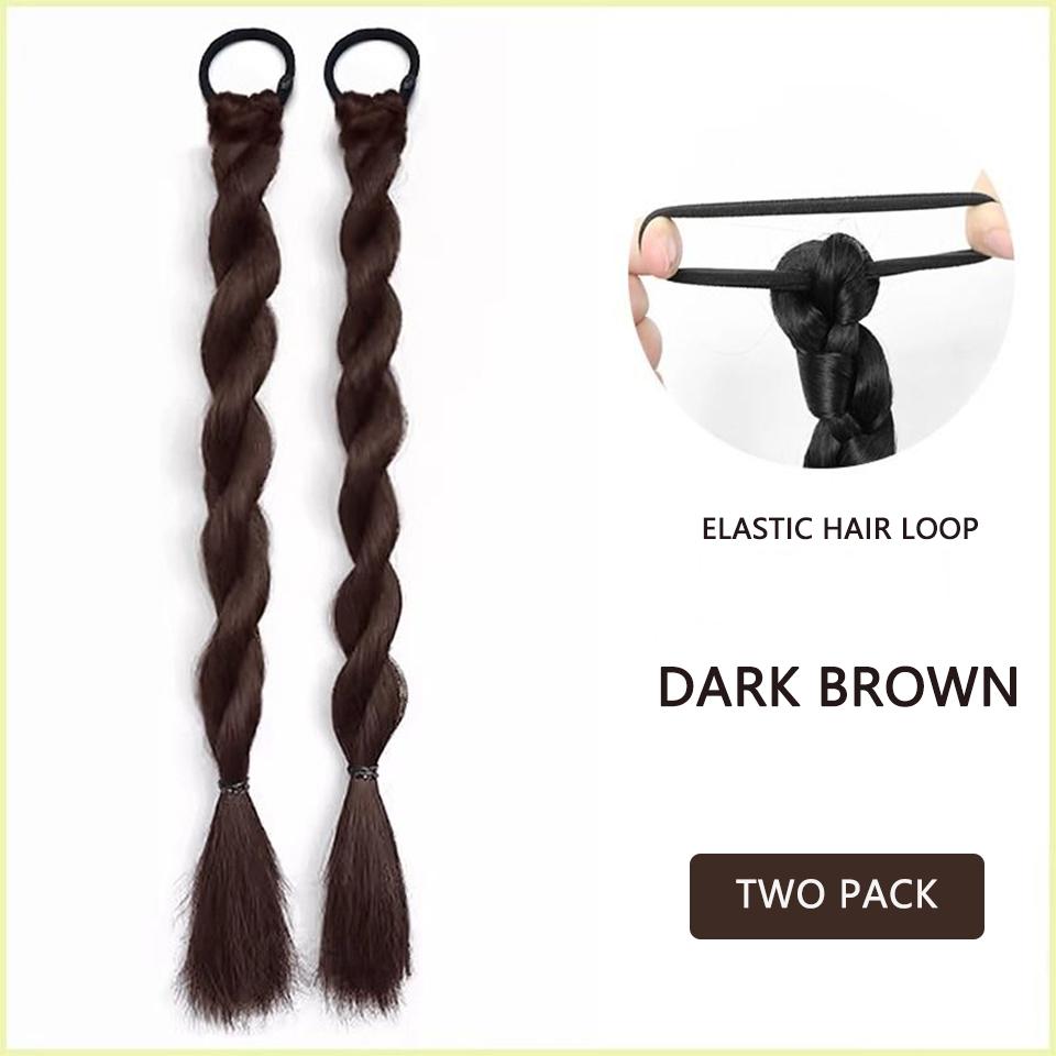 Synthetische Perücke, Pferdeschwanz, gedrehter Zopf, Perücke aus geflochtenem Haar, Perücke mit doppeltem Pferdeschwanz, geeignet für den täglichen Gebrauch.