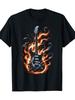 Electric Guitar with Flame 180G100% Cotton T-Shirt