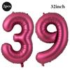 Giant 32 Inch Number Balloon Set Metallic Rose Red Foil Helium Balloon Kit DIY Happy Birthday Party Decor Kids Adult Anniversary