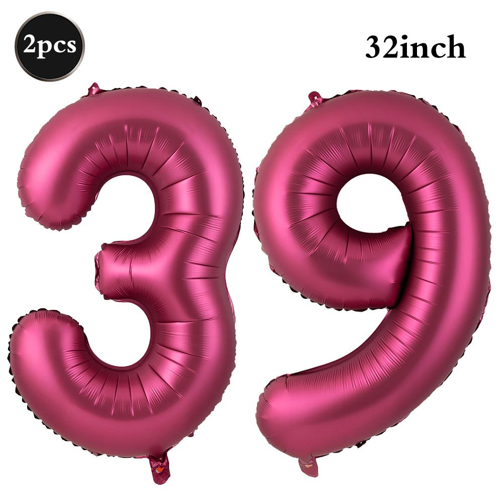 Giant 32 Inch Number Balloon Set Metallic Rose Red Foil Helium Balloon Kit DIY Happy Birthday Party Decor Kids Adult Anniversary