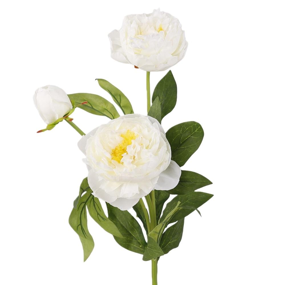 Real Touch Artificial Peony Flower 3 Heads Cotton Rose Fake Flower  Wedding Party