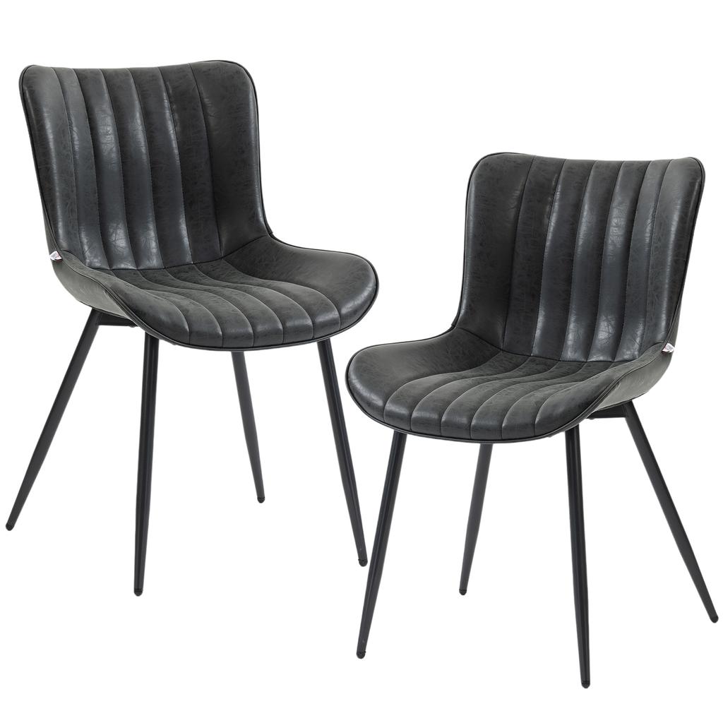 Set of 2 modern design and padded dining chairs for living room, dining room, bedroom, black