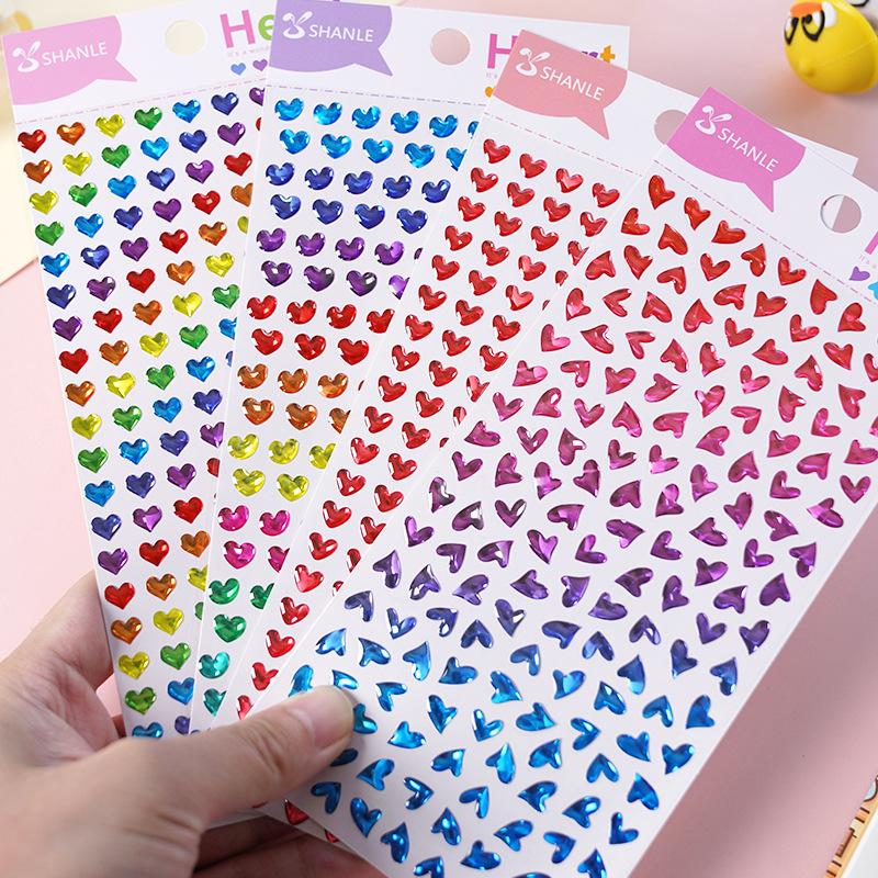 Color Little Star Sticker Red Love Crystal Three-dimensional Children's Reward Sticker Kindergarten Baby Puzzle Handmade