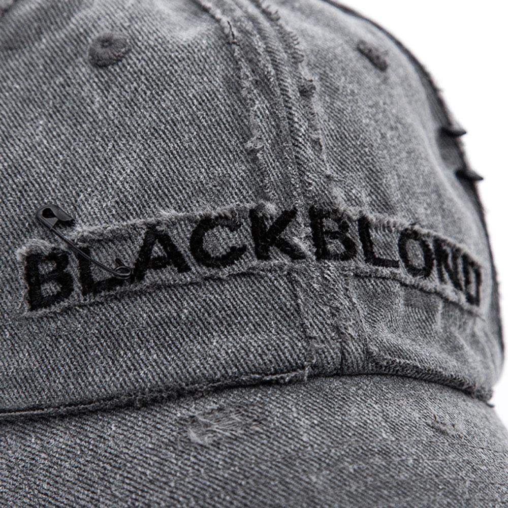 BLACKBLOND Vividi Cross Damage Custom Denim Cap (Dark Gray)